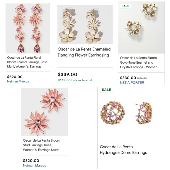 Vintage Oscar de la Renta Domed Enamel Flower Trio Earrings-Boutique - Picture 10 of 10